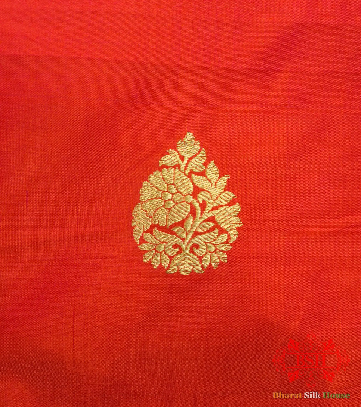 Orange Handloom Banarasi Silk Suit Piece - Bharat Silk House Pure Kataan Silk