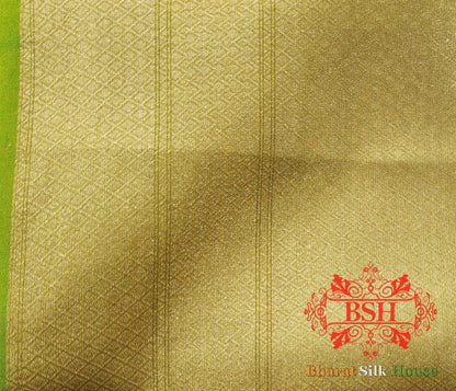 Parrot Green Glass Tissue Silk Saree - Bharat Silk House Tissue Silk