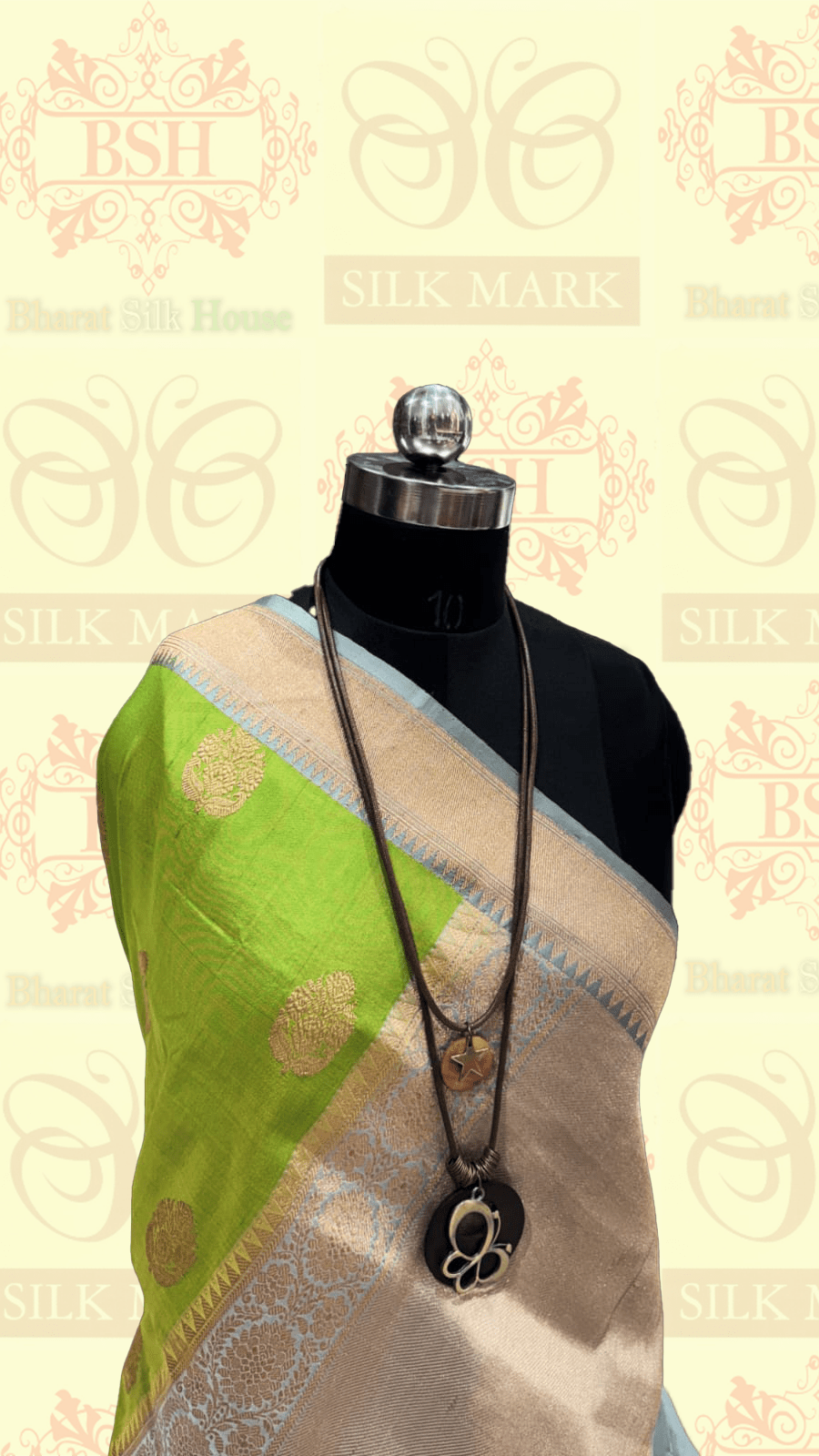 Parrot Green Pure Tussar Moonga Silk Handloom Saree With Zari Border - Bharat Silk House