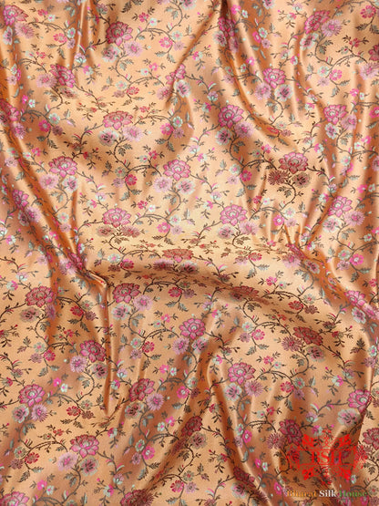 Peach Chauthera (Four Color) Resham Zari Tanchoi Katan Silk Saree - Bharat Silk House Tanchoi katan
