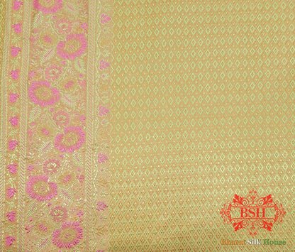Peach Chauthera (Four Color) Resham Zari Tanchoi Katan Silk Saree - Bharat Silk House Tanchoi katan