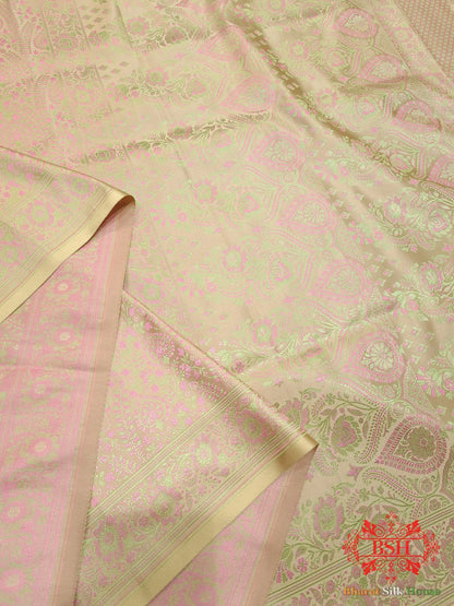 Peach Dohri Resham Booti Tanchoi Silk Saree - Bharat Silk House Tanchoi katan