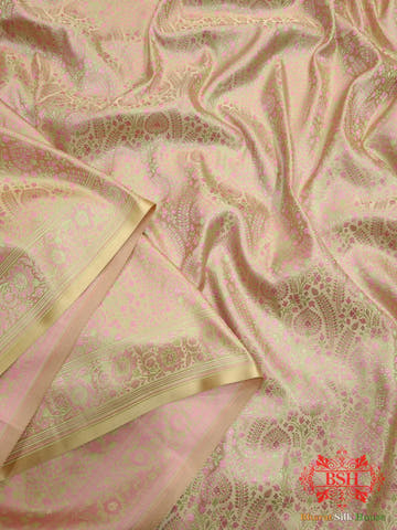 Peach Dohri Resham Booti Tanchoi Silk Saree - Bharat Silk House Tanchoi katan
