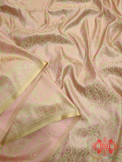 Peach Dohri Resham Booti Tanchoi Silk Saree - Bharat Silk House Tanchoi katan