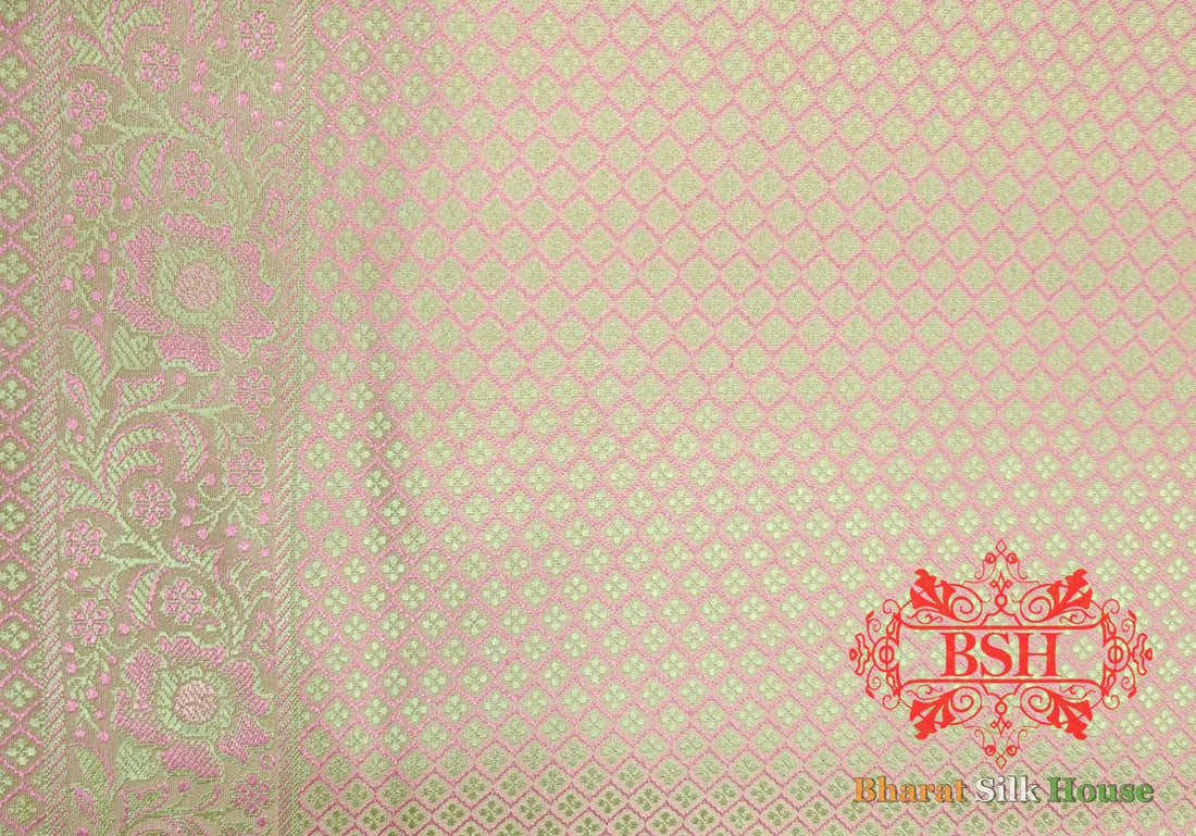 Peach Dohri Resham Booti Tanchoi Silk Saree - Bharat Silk House Tanchoi katan