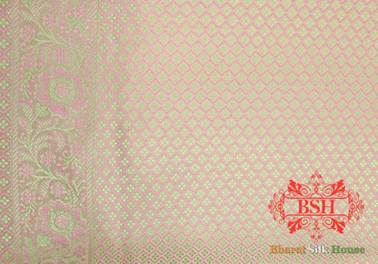 Peach Dohri Resham Booti Tanchoi Silk Saree - Bharat Silk House Tanchoi katan