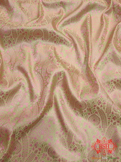Peach Dohri Resham Booti Tanchoi Silk Saree - Bharat Silk House Tanchoi katan
