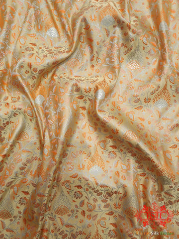 Peach Dohri Resham Zari Booti Tanchoi Silk Saree - Bharat Silk House Tanchoi katan