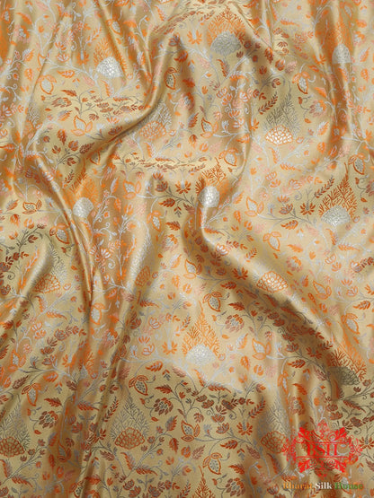 Peach Dohri Resham Zari Booti Tanchoi Silk Saree - Bharat Silk House Tanchoi katan