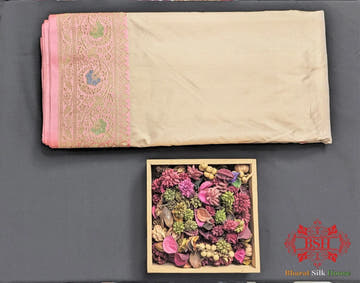 Peach Pure Katan Silk Banarasi Handloom Saree - Bharat Silk House Pure Kataan Silk