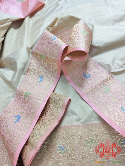 Peach Pure Katan Silk Banarasi Handloom Saree - Bharat Silk House Pure Kataan Silk