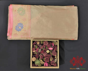 Peach Pure Katan Silk Banarasi Handloom Saree - Bharat Silk House Pure Kataan Silk
