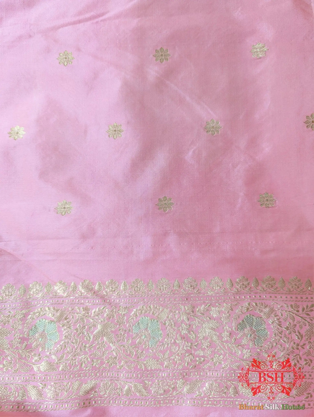 Peach Pure Katan Silk Banarasi Handloom Saree - Bharat Silk House Pure Kataan Silk