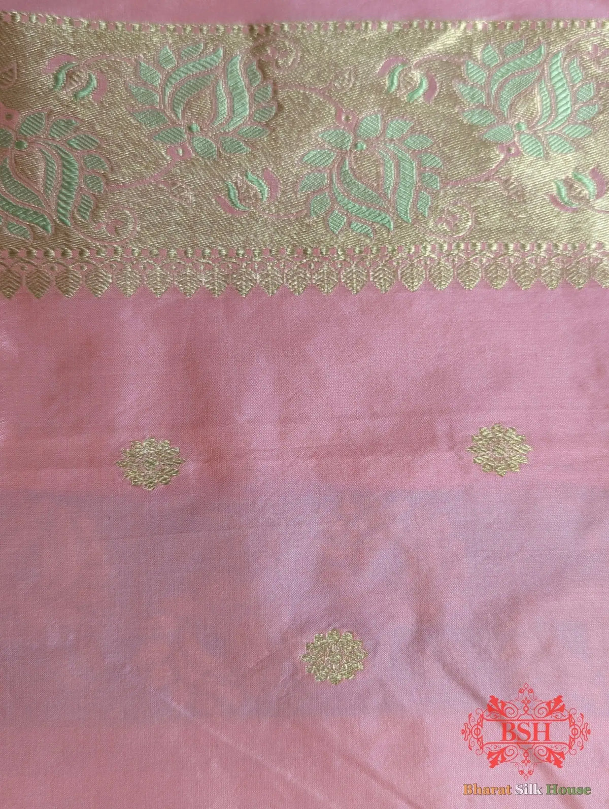 Peach Pure Katan Silk Banarasi Handloom Saree - Bharat Silk House Pure Kataan Silk