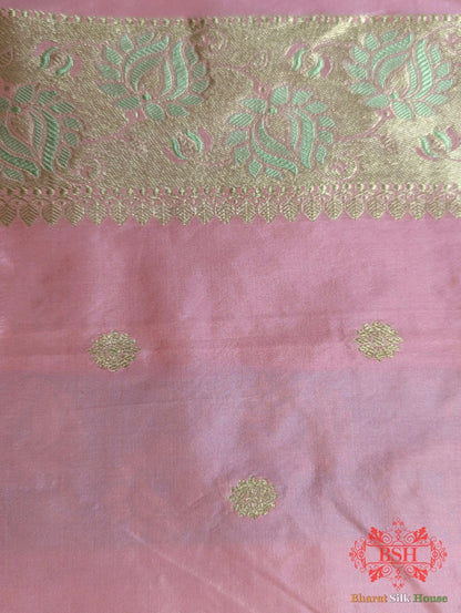 Peach Pure Katan Silk Banarasi Handloom Saree - Bharat Silk House Pure Kataan Silk