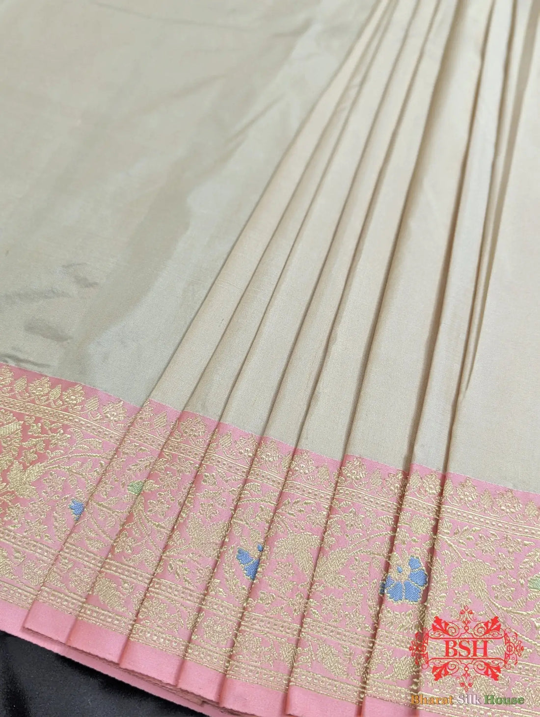 Peach Pure Katan Silk Banarasi Handloom Saree - Bharat Silk House Pure Kataan Silk