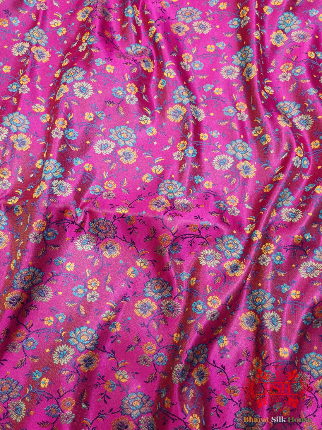 Pink Chauthera (Four Color) Resham Zari Tanchoi Katan Silk Saree - Bharat Silk House Tanchoi katan