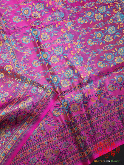 Pink Chauthera (Four Color) Resham Zari Tanchoi Katan Silk Saree - Bharat Silk House Tanchoi katan