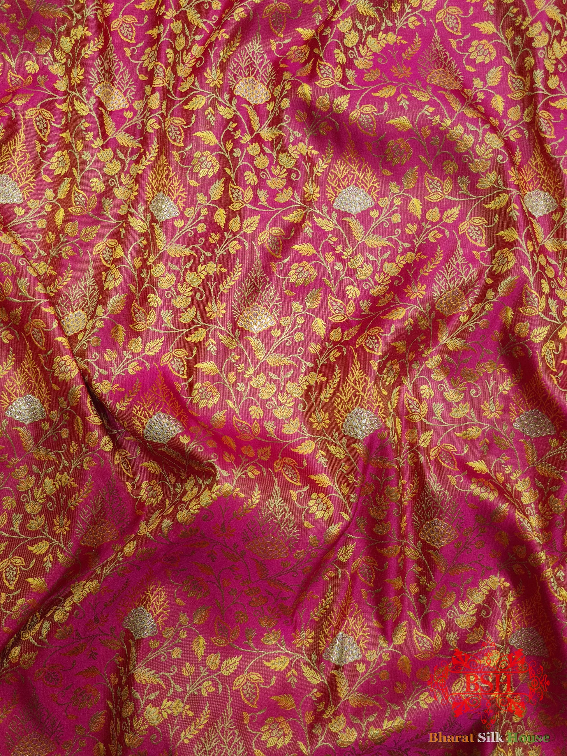 Pink Dohri Resham Zari Booti Tanchoi Silk Saree - Bharat Silk House