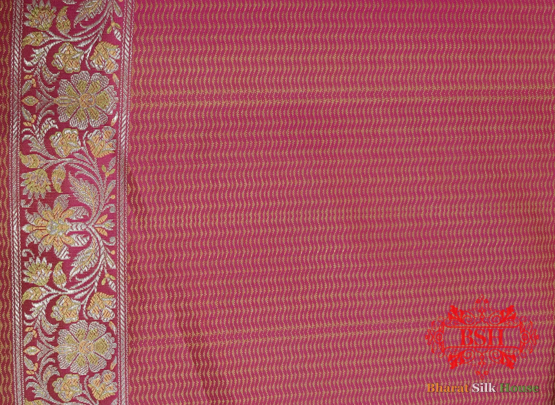 Pink Dohri Resham Zari Booti Tanchoi Silk Saree - Bharat Silk House Tanchoi katan