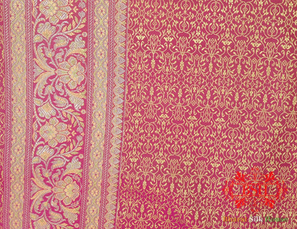 Pink Dohri Resham Zari Booti Tanchoi Silk Saree - Bharat Silk House Tanchoi katan