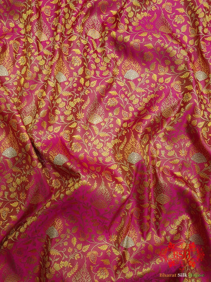 Pink Dohri Resham Zari Booti Tanchoi Silk Saree - Bharat Silk House Tanchoi katan