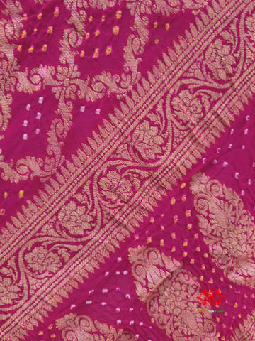 Pink Georgette Banarasi Handloom Bandhani Dupatta - Bharat Silk House Bandhej