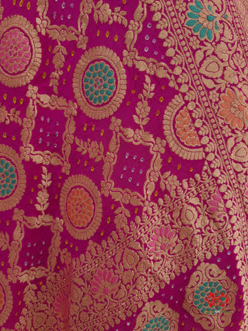 Pink Georgette Banarasi Handloom Menakari Bandhani Dupatta - Bharat Silk House Bandhej