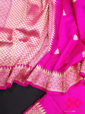 Pink Handloom Banarasi Silk Suit Piece - Bharat Silk House Pure Kataan Silk
