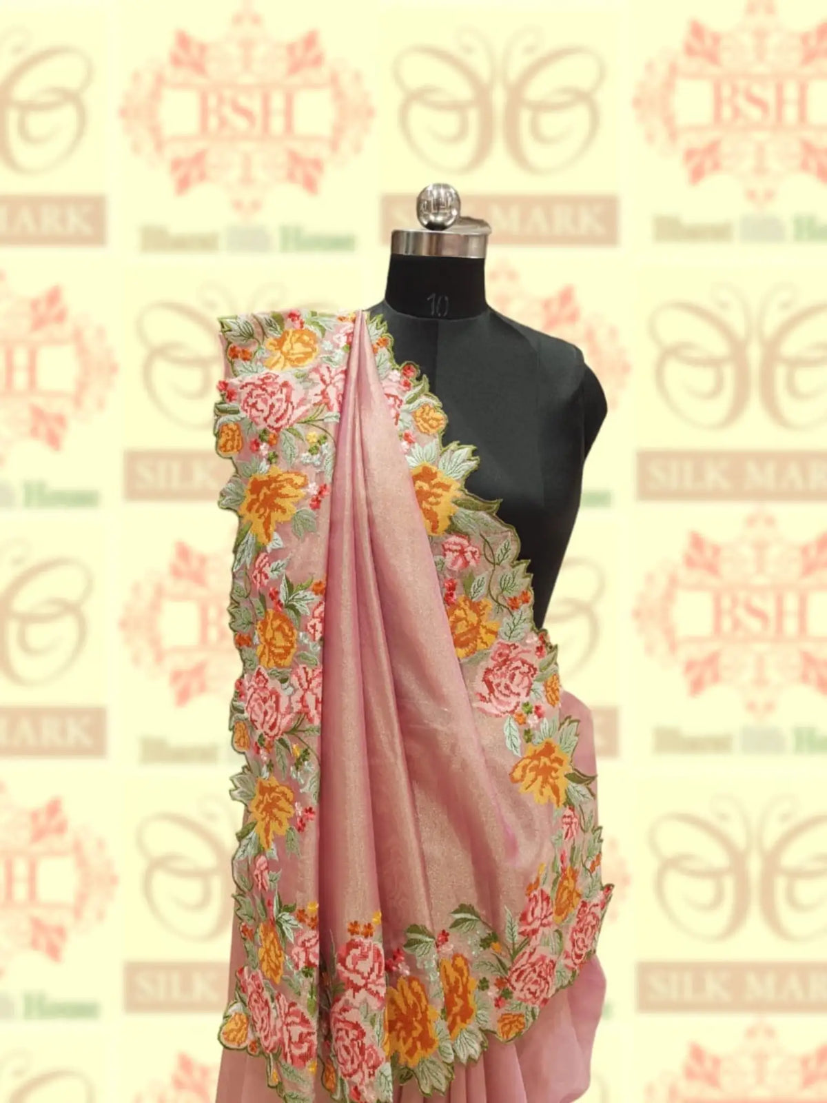 Pink Shade Crochet Work Tissue Silk Saree - Bharat Silk House Tissue Silk