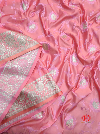 Pink Single Zari Tanchoi Silk Saree - Bharat Silk House Tanchoi katan