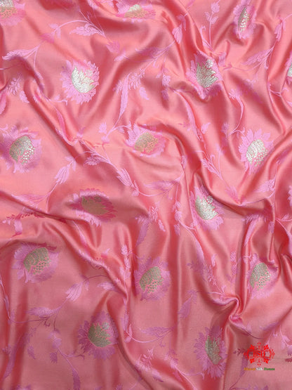 Pink Single Zari Tanchoi Silk Saree - Bharat Silk House Tanchoi katan