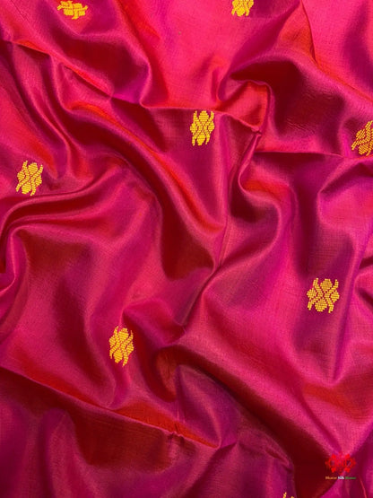 Pink With Blue Pallu Pure Katan Lightweight Kantha Design Summer Wear Saree - Bharat Silk House Pure Kataan Silk