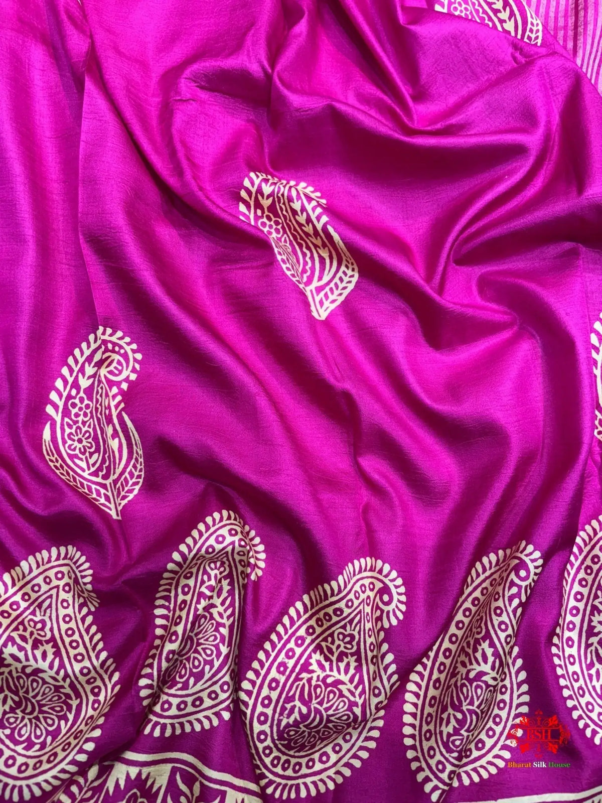Pink With Green Pallu Pure Katan Lightweight Digital Art Summer Wear Saree - Bharat Silk House katan silk
