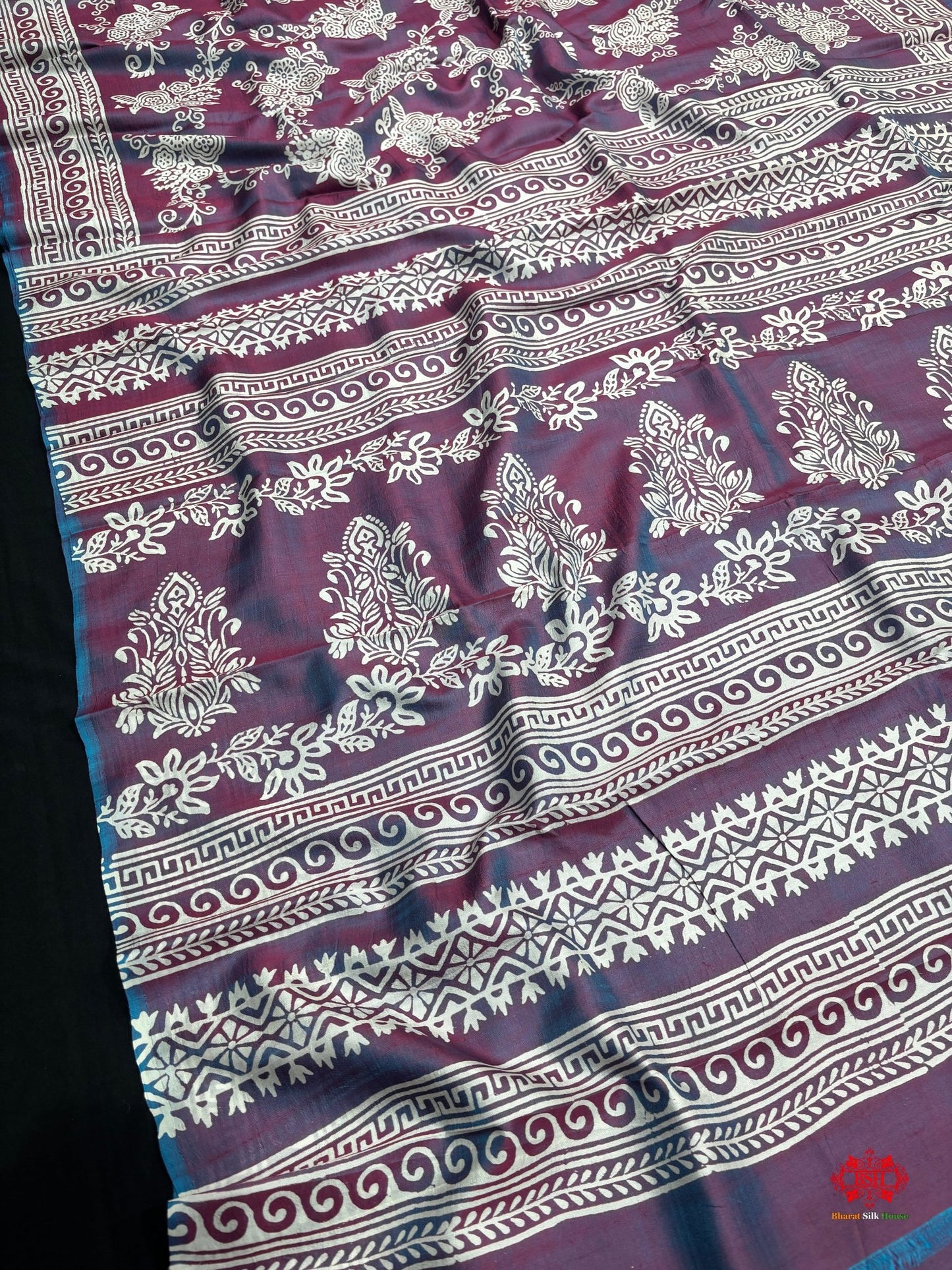 Pink/Blue ross Colour Pure Katan Lightweight Digital Art Summer Wear Saree - Bharat Silk House katan silk