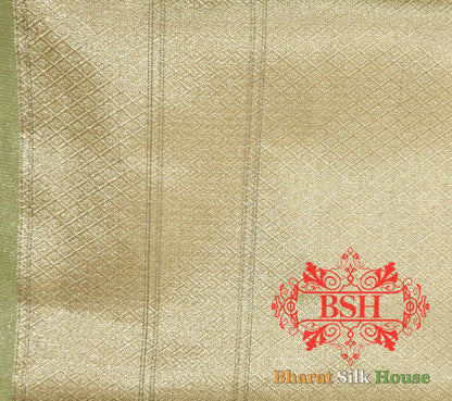 Pista Color Glass Tissue Silk Saree - Bharat Silk House Tissue Silk