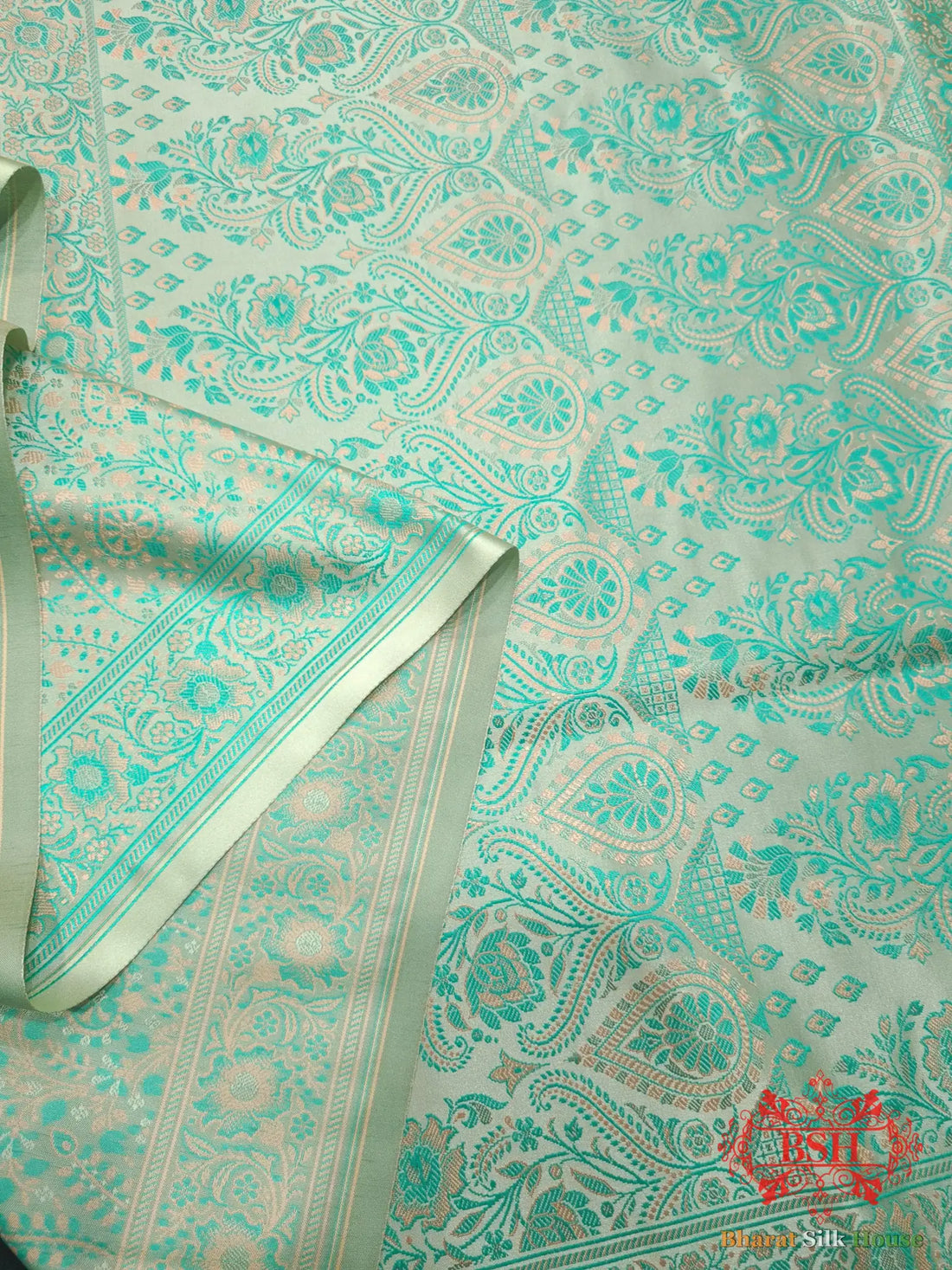 Pista Green Dohri Resham Booti Tanchoi Silk Saree - Bharat Silk House Tanchoi katan