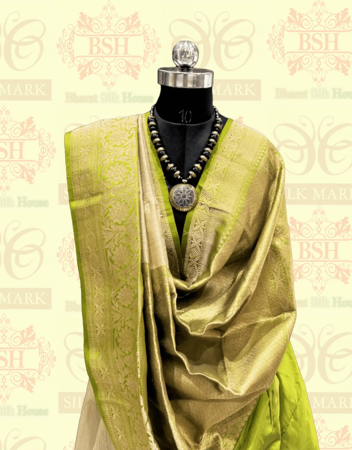 Pista Green Pure Tussar Moonga Silk Handloom Saree With Zari Border - Bharat Silk House Tussar