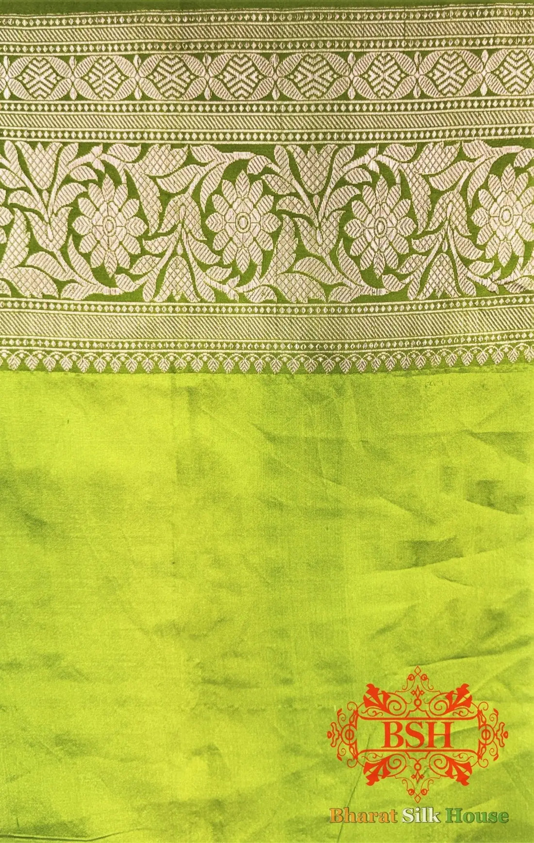 Pista Green Pure Tussar Moonga Silk Handloom Saree With Zari Border - Bharat Silk House Tussar