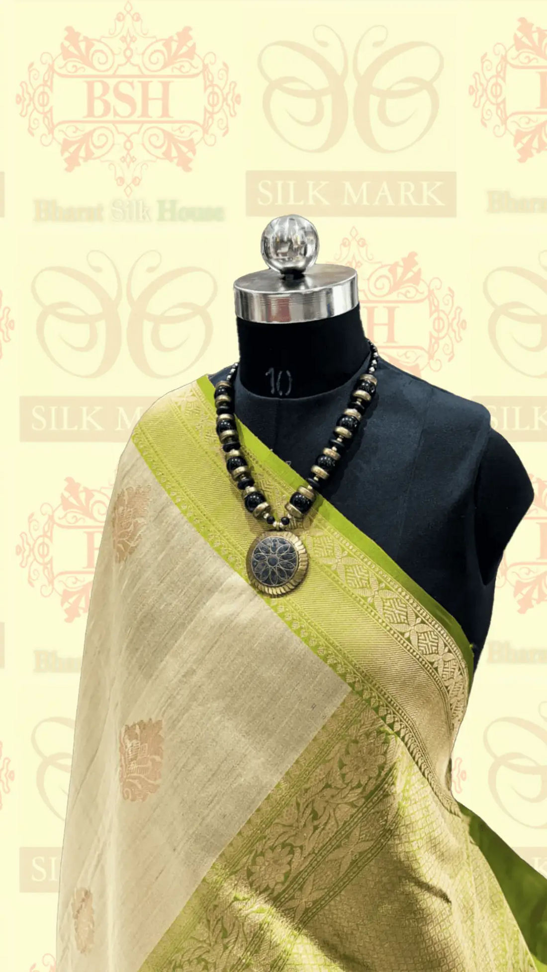 Pista Green Pure Tussar Moonga Silk Handloom Saree With Zari Border - Bharat Silk House Tussar