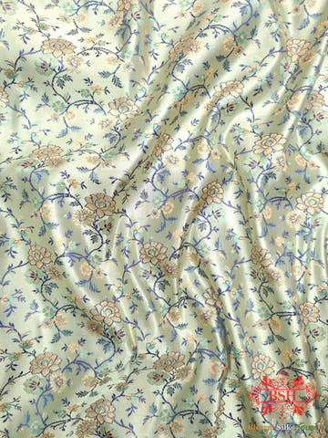 Powder Blue Chauthera (Four Color) Resham Zari Tanchoi Katan Silk Saree - Bharat Silk House Tanchoi katan