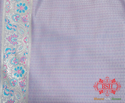 Powder Blue Dohri Resham Zari Booti Tanchoi Silk Saree - Bharat Silk House Tanchoi katan