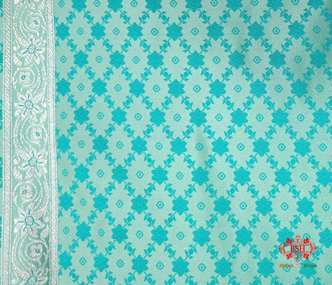 Powder Blue Single Zari Tanchoi Silk Saree - Bharat Silk House Tanchoi katan