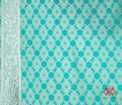 Powder Blue Single Zari Tanchoi Silk Saree - Bharat Silk House Tanchoi katan
