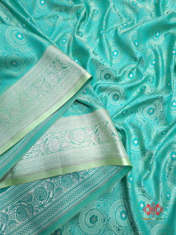 Powder Blue Single Zari Tanchoi Silk Saree - Bharat Silk House Tanchoi katan