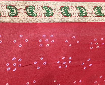 Pure Banarasi Georgette Bandhej Meenakari Handloom Saree In Shades Of Pink/Red - Bharat Silk House Bandhej