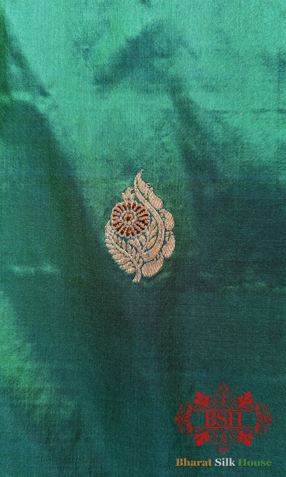 Pure Banarasi Handloom Katan Meenakari Antique Zari Saree In Shades Of Cross Color - Bharat Silk House Pure Kataan Silk