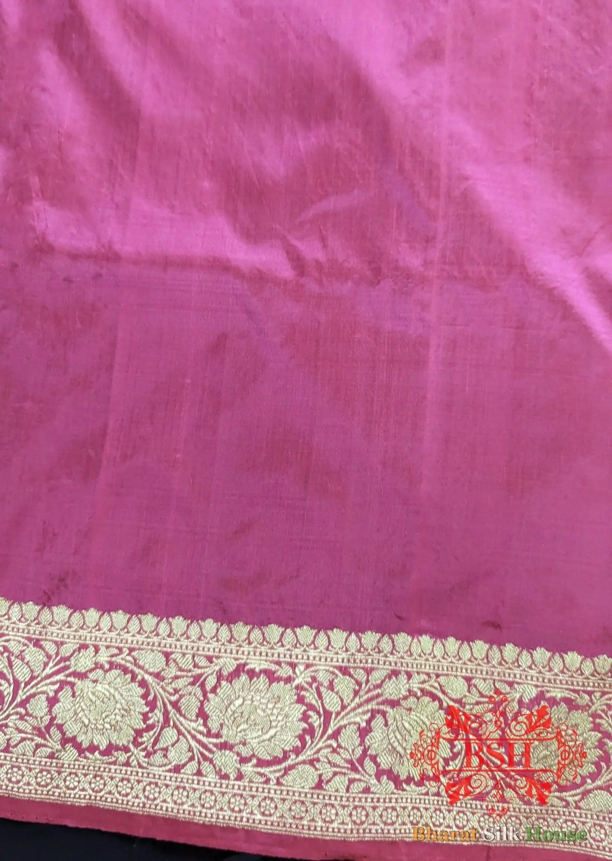 Pure Banarasi Handloom Katan Silk Antique Golden Zari Saree In Shades Of Orange - Bharat Silk House Pure Kataan Silk