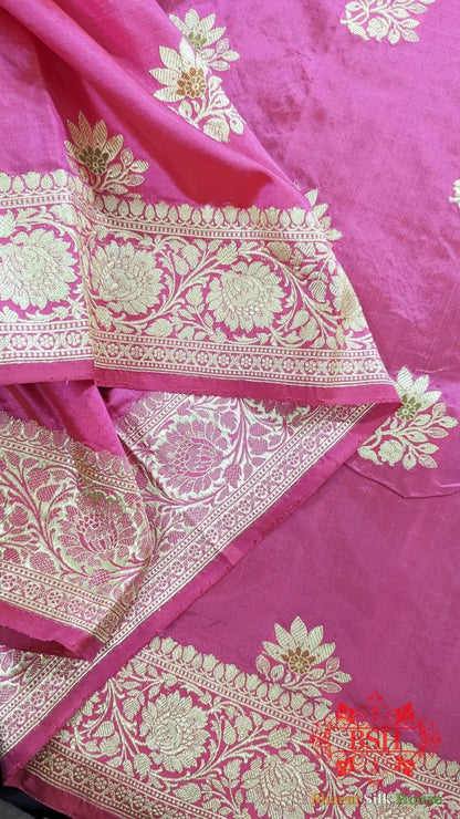 Pure Banarasi Handloom Katan Silk Antique Golden Zari Saree In Shades Of Orange - Bharat Silk House Pure Kataan Silk