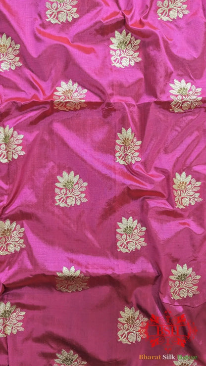 Pure Banarasi Handloom Katan Silk Antique Golden Zari Saree In Shades Of Orange - Bharat Silk House Pure Kataan Silk